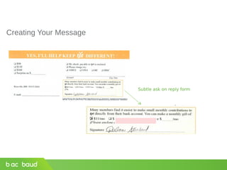 Creating Your Message
Subtle ask on reply form
 