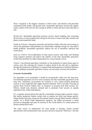 Sustainibilie development in agriculture sector in india | PDF