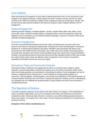 Sustaining Civic Engagement v1.01 Page | 5
Civic Actions
When we perceive the divergence of local, state or federal govern...