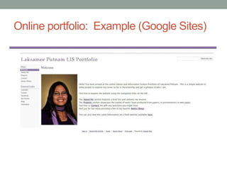Online portfolio: Example (Google Sites)
 