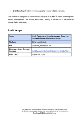 Sustainix Renewable – Smart Contract Security Audit Report by ...