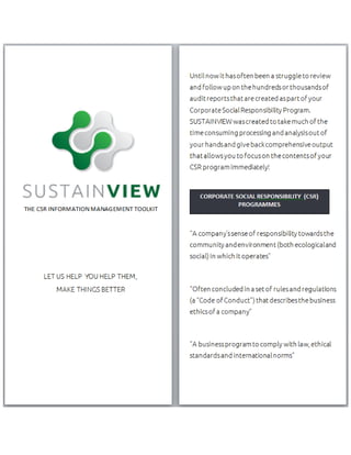 SustainView product flyer