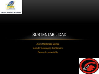 Jhony Maldonado Gómez
Instituto Tecnológico de Zitácuaro
Desarrollo sustentable
SUSTENTABILIDAD
 