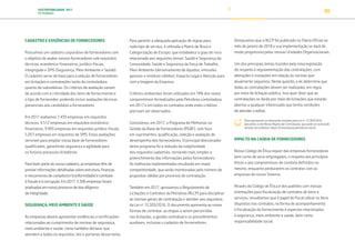 SUSTENTABILIDADE 2017
PETROBRAS 80
CADASTRO E EXIGÊNCIAS DE FORNECEDORES
Possuímos um cadastro corporativo de fornecedores com
o objetivo de avaliar nossos fornecedores sob requisitos
técnicos, econômico-financeiros, jurídico-fiscais,
integrigade e SMS (Segurança, Meio Ambiente e Saúde).
O cadastro serve de base para a seleção de fornecedores
em licitações e contratações tanto da controladora
quanto de subsidiárias. Os critérios de avaliação variam
de acordo com a criticidade dos itens de fornecimento e
o tipo de fornecedor, podendo incluir avaliações técnicas
presenciais aos candidatos a fornecedores.
Em 2017 avaliamos 7.433 empresas em requisitos
técnicos, 4.512 empresas em requisitos econômico-
financeiros, 9.993 empresas em requisitos jurídico-fiscais,
5.057 empresas em requisitos de SMS. Estas avaliações
serviram para ampliar nossa base de fornecedores
qualificados, garantindo segurança e agilidade para
os futuros processos licitatórios.
Para fazer parte do nosso cadastro, as empresas têm de
prestar informações detalhadas sobre estrutura, finanças
e mecanismos de compliance (conformidade) e combate
à fraude e à corrupção. Em 2017, 5.306 empresas foram
analisadas em nosso processo de due diligence
de integridade.
SEGURANÇA, MEIO AMBIENTE E SAÚDE
As empresas devem apresentar evidências e certificações
relacionadas ao cumprimento de normas de segurança,
meio ambiente e saúde, como também declarar que
atendem a todos os requisitos, leis e portarias desse tema.
Para garantir a adequada aplicação de regras para
cada tipo de serviço, é utilizada a Matriz de Risco e
Categorização de Escopo, que estabelece o grau de risco
relacionado aos seguintes temas: Saúde e Segurança da
Comunidade, Saúde e Segurança da Força de Trabalho,
Meio Ambiente (derramamento de líquidos, emissões
gasosas e resíduos sólidos), Impacto Legal e Atenção para
com a Imagem da Empresa.
Critérios ambientais foram utilizados em 74% dos novos
compromissos formalizados pela Petrobras controladora
em 2017 e em todos os contratos onde estes critérios
precisam ser observados.
Concluímos, em 2017, o Programa de Melhorias na
Gestão da Base de Fornecedores (PGBF), com foco
em suprimentos, qualificação, seleção e avaliação de
desempenho dos fornecedores. O principal direcionador
deste programa foi a redução da subjetividade
dos requisitos cadastrais, tornando mais simples o
preenchimento das informações pelos fornecedores.
As melhorias implementadas resultarão em maior
competitividade, que serão monitoradas pelo número de
propostas válidas por processo de contratação.
Também em 2017, aprovamos o Regulamento de
Licitações e Contratos da Petrobras (RLCP) para disciplinar
as normas gerais de contratação e atender aos requisitos
da Lei no
13.303/2016. O documento apresenta as novas
formas de contratar, as etapas a serem percorridas
nas licitações, a gestão contratual e os procedimentos
auxiliares, inclusive o cadastro de fornecedores.
Destacamos que o RLCP foi publicado no Diário Oficial no
mês de janeiro de 2018 e sua implementação se dará de
modo progressivo pelas nossas Unidades Organizacionais.
Um dos principais temas trazidos pela nova legislação
diz respeito à regulamentação das contratações, com
alterações e inovações em relação às normas que
atualmente seguimos. Neste quesito, a lei determina que
todas as contratações devem ser realizadas, em regra,
por meio de licitação pública. Isso quer dizer que as
contratações se darão por meio de licitações que estarão
abertas a qualquer interessado que tenha condições
de atender o edital.
Para apresentar as alterações trazidas pela Lei no
13.303/2016,
lançamos o site Novas Regras de Contratação, que pode ser acessado
através do endereço: https://contratacao.petrobras.com.br
IMPACTO NA CADEIA DE FORNECEDORES
Nosso Código de Ética requer das empresas fornecedoras
bem como de seus empregados, o respeito aos princípios
éticos e aos compromissos de conduta definidos no
mesmo, enquanto perdurarem os contratos com as
empresas do nosso Sistema.
Através do Código de Ética e dos padrões com nossas
orientações para fiscalização de contratos de bens e
serviços, ressaltamos que é papel do fiscal cobrar os itens
dispostos nos contratos, na forma de acompanhamento
e fiscalização do fornecimento e aspectos relacionados
à segurança, meio ambiente e saúde, bem como
responsabilidade social.
TRANSIÇÃO PARA UMA
ECONOMIA DE
BAIXO CARBONO
TRANSFORMAÇÃO
DIGITAL
PESSOAS MEIO
AMBIENTE
SOCIEDADE E
RELACIONAMENTO
 