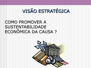 VISÃO ESTRATÉGICA COMO PROMOVER A SUSTENTABILIDADE  ECONÔMICA DA CAUSA ? 