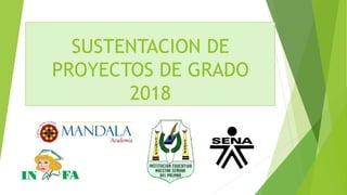 SUSTENTACION DE
PROYECTOS DE GRADO
2018
 