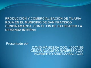 Presentado por
DAVID MANCERA COD. 10007166
CESAR AUGUSTO RAMIREZ COD.
NORBERTO ARISTIZABAL COD.
 