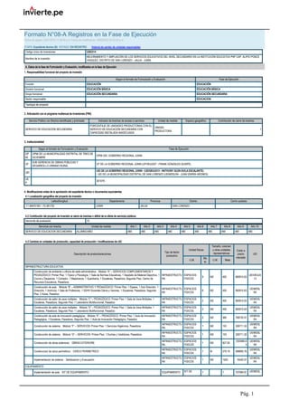 1. Responsabilidad funcional del proyecto de inversión
2. Articulación con el programa multianual de inversiones (PMI)
3. Institucionalidad
4. Modificaciones antes de la aprobación del expediente técnico o documentos equivalentes
4.1 Localización geográfica del proyecto de inversión
4.2 Contribución del proyecto de inversión al cierre de brechas o déficit de la oferta de servicios públicos
4.3 Cambios en unidades de producción, capacidad de producción / modificaciones de UEI
Formato N°08-A Registros en la Fase de Ejecución
Fecha de registro 23/01/2019 11:38:49 a.m. Fecha de modificación: 29/09/2022 05:30:52 p.m.
ETAPA: Expediente técnico (B) ESTADO: EN REGISTRO Historial de cambio de unidades responsables
Código único de inversiones 2282314
Nombre de la inversión
MEJORAMIENTO Y AMPLIACIÓN DE LOS SERVICIOS EDUCATIVOS DEL NIVEL SECUNDARIO EN LA INSTITUCIÓN EDUCATIVA PNP CAP. ALIPIO PONCE
VÁSQUEZ, DISTRITO DE SAN LORENZO - JAUJA - JUNIN
A. Datos de la fase de Formulación y Evaluación, modificados en la fase de Ejecución
Según el formato de Formulación y Evaluación Fase de Ejecución
Función EDUCACIÓN EDUCACIÓN
División funcional EDUCACIÓN BÁSICA EDUCACIÓN BÁSICA
Grupo funcional EDUCACIÓN SECUNDARIA EDUCACIÓN SECUNDARIA
Sector responsable EDUCACION
Tipología de proyecto
Servicio Público con Brecha identificada y priorizada Indicador de brechas de acceso a servicios Unidad de medida Espacio geográfico Contribución de cierre de brechas
SERVICIO DE EDUCACIÓN SECUNDARIA
PORCENTAJE DE UNIDADES PRODUCTORAS CON EL
SERVICIO DE EDUCACIÓN SECUNDARIA CON
CAPACIDAD INSTALADA INADECUADA
UNIDAD
PRODUCTORA
1
Según el formato de Formulación y Evaluación Fase de Ejecución
OP
MI
OPMI DE LA MUNICIPALIDAD DISTRITAL DE TRES DE
DICIEMBRE
OPMI DEL GOBIERNO REGIONAL JUNIN
UF
SUB GERENCIA DE OBRAS PÚBLICAS Y
DESARROLLO URBANO RURAL
UF DE LA GOBIERNO REGIONAL JUNIN (UFGRJU027 - FRANK GONZALES QUISPE)
UEI
UEI DE LA GOBIERNO REGIONAL JUNIN - (UEIGRJU013 - ANTHONY GLEN AVILA ESCALANTE)
- UEI DE LA MUNICIPALIDAD DISTRITAL DE SAN LORENZO (UEIMDSLR4 - JUAN IZARRA ARONES)
UE
P
301079 -
Latitud/longitud Departamento Provincia Distrito Centro poblado
-11.84670160 / -75.381720 JUNIN JAUJA SAN LORENZO
Horizonte de evaluación 10
Servicios con brecha Unidad de medida Año 1 Año 2 Año 3 Año 4 Año 5 Año 6 Año 7 Año 8 Año 9 Año 10
SERVICIO DE EDUCACION SECUNDARIA ALUMNO/AÑO 480 480 480 480 480 480 480 480 480 480
Descripción de productos/acciones
Tipo de factor
productivo
Unidad físicas
Tamaño, volumen
u otras unidades
representativas
Costo a
precio
mercado
UEI
U.M.
Me
ta
U.M. Meta
INFRAESTRUCTURA EDUCATIVA
Construcción de ambiente u oficina de sede administrativa : Módulo “A” – SERVICIOS COMPLEMENTARIOS Y
PEDAGÓGICO: Primer Piso: 1 Tópico y Psicología, 1 Sala de Normas Educativas, 1 Depósito de Material Deportivo, 1
Cocina y Despensa, 1 Comedor, 1 Maestranza, 1 Guardianía, 1 Escaleras, Pasadizos; Segundo Piso: Centro de
Recursos Educativos, Pasadizos
INFRAESTRUCTU
RA
ESPACIOS
FISICOS
9 M2 450 960915.63
UEIGRJU0
13
Construcción de aula : Módulo “B” – ADMINISTRATIVO Y PEDAGÓGICO: Primer Piso: 1 Espera, 1 Sub Dirección, 1
Dirección, 1 Archivos, 1 Sala de Profesores, 1 SSHH Docentes Dama y Varones, 1 Escaleras, Pasadizos; Segundo
Piso: 2 Aulas, Pasadizo
INFRAESTRUCTU
RA
ESPACIOS
FISICOS
8 M2 450 960915.63
UEIMDSL
R4
Construcción de salón de usos múltiples : Módulo “C” – PEDAGÓGICO: Primer Piso: 1 Sala de Usos Múltiples, 1
Escaleras, Pasadizos; Segundo Piso: 1 Laboratorio Multifuncional, Pasadizo
INFRAESTRUCTU
RA
ESPACIOS
FISICOS
2 M2 450 960915.63
UEIMDSL
R4
Construcción de salón de usos múltiples : Módulo “D” – PEDAGÓGICO: Primer Piso: 1 Sala de Usos Múltiples, 1
Escaleras, Pasadizos; Segundo Piso: 1 Laboratorio Multifuncional, Pasadizo
INFRAESTRUCTU
RA
ESPACIOS
FISICOS
2 M2 450 960915.63
UEIMDSL
R4
Construcción de aula de innovación pedagógica : Módulo “E” – PEDAGÓGICO: Primer Piso: 1 Aula de Innovación
Pedagógica, 1 Escaleras, Pasadizos; Segundo Piso: 1 Aula de Innovación Pedagógico, Pasadizo
INFRAESTRUCTU
RA
ESPACIOS
FISICOS
2 M2 360 768732.51
UEIMDSL
R4
Construcción de sistema : Módulo “F” – SERVICIOS: Primer Piso: 1 Servicios Higiénicos, Pasadizos
INFRAESTRUCTU
RA
ESPACIOS
FISICOS
1 M2 153 326711.32
UEIMDSL
R4
Construcción de sistema : Módulo “G” – SERVICIOS: Primer Piso: 1 Duchas y Vestidores, Pasadizos
INFRAESTRUCTU
RA
ESPACIOS
FISICOS
1 M2 153 326711.32
UEIMDSL
R4
Construcción de obras exteriores : OBRAS EXTERIORE
INFRAESTRUCTU
RA
ESPACIOS
FISICOS
1 M2 827.50
1203485.6
3
UEIMDSL
R4
Construccion de cerco perimétrico : CERCO PERIMETRICO
INFRAESTRUCTU
RA
ESPACIOS
FISICOS
1 M 279.19 588800.76
UEIMDSL
R4
Implementacion de sistema : Señalizacion y Evacuación
INFRAESTRUCTU
RA
ESPACIOS
FISICOS
1 M2 1500 16440.07
UEIMDSL
R4
EQUIPAMIENTO
Implementación de aula : KIT DE EQUIPAMIENTO EQUIPAMIENTO KIT DE 1 1 707084.91 UEIMDSL
Pág. 1
 