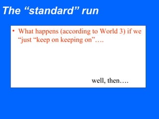 The “standard” run
• What happens (according to World 3) if we
“just “keep on keeping on”….
well, then….
 