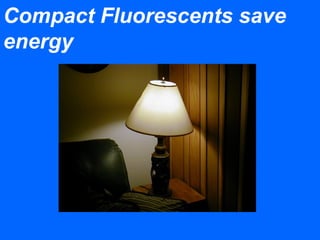 Compact Fluorescents save
energy
 
