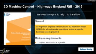 45
3D Machine Control – Highways England RtB - 2019
We need catalysts to help …to transition.
 