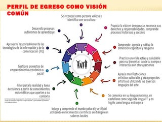 PERFIL DE EGRESO COMO VISIÓN
COMÚN
[1] Este aprendizaje es para aquellos estudiantes que tienen como lengua materna
una de las 47 lenguas originarias o lengua de señas, y que aprenden el castellano
como segunda lengua.
 