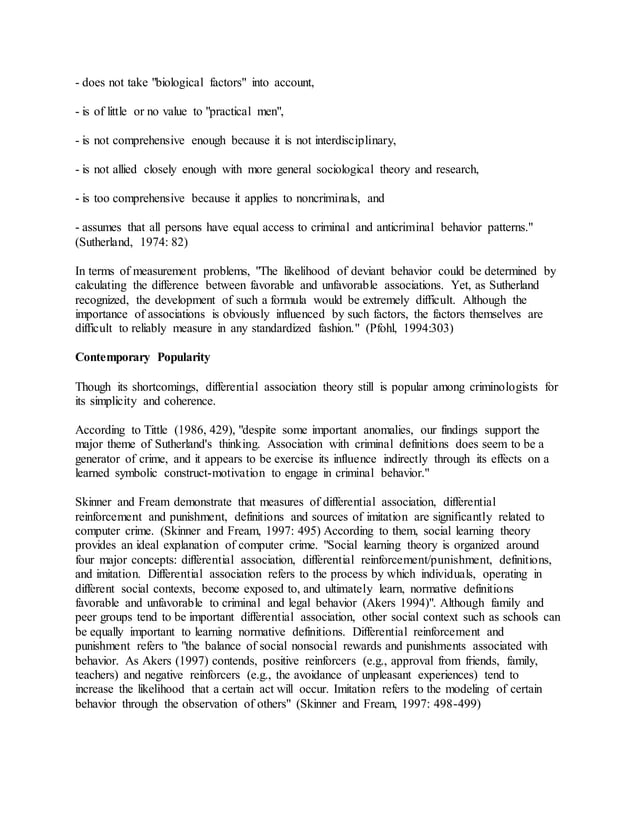 Sutherland's differential association theory PDF