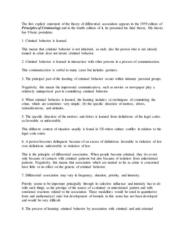 sutherlands differential association theory differential association theory