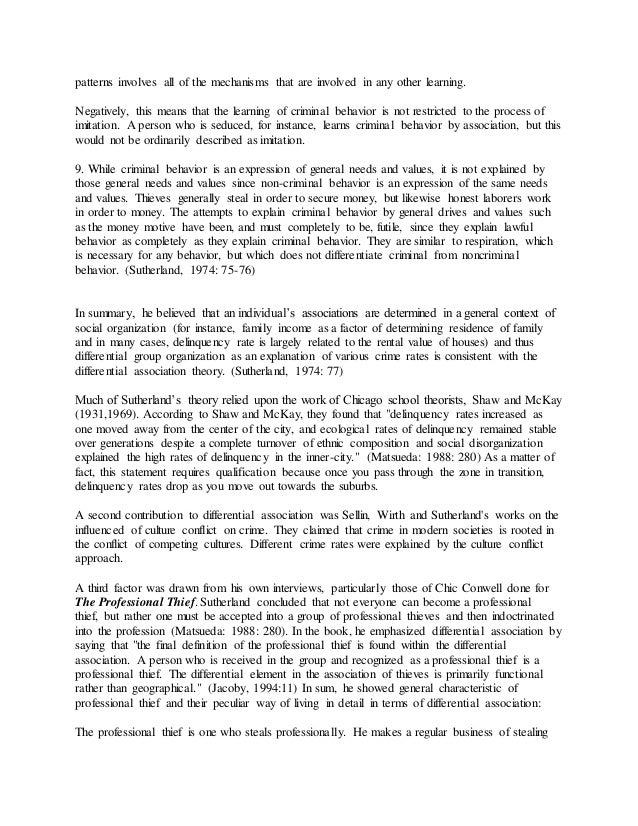 sutherlands differential association theory differential association theory