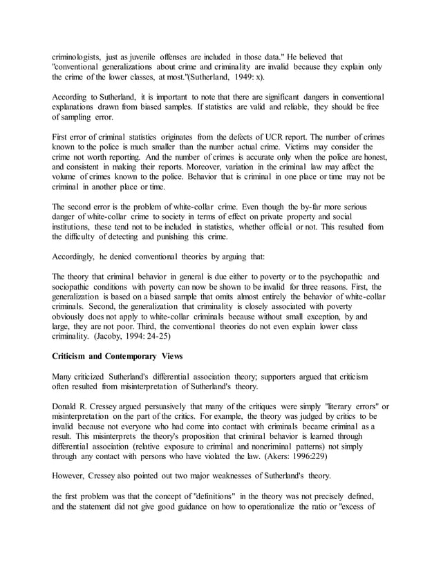 Sutherland's differential association theory PDF