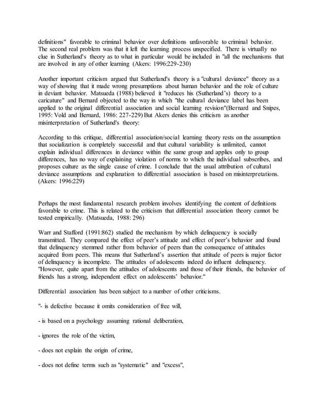 Sutherland's differential association theory PDF