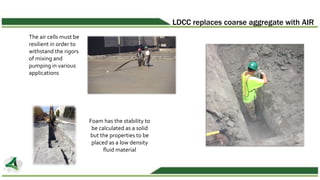 LDCC replaces coarse aggregate with AIR
The air cells must be
resilient in order to
withstand the rigors
of mixing and
pum...