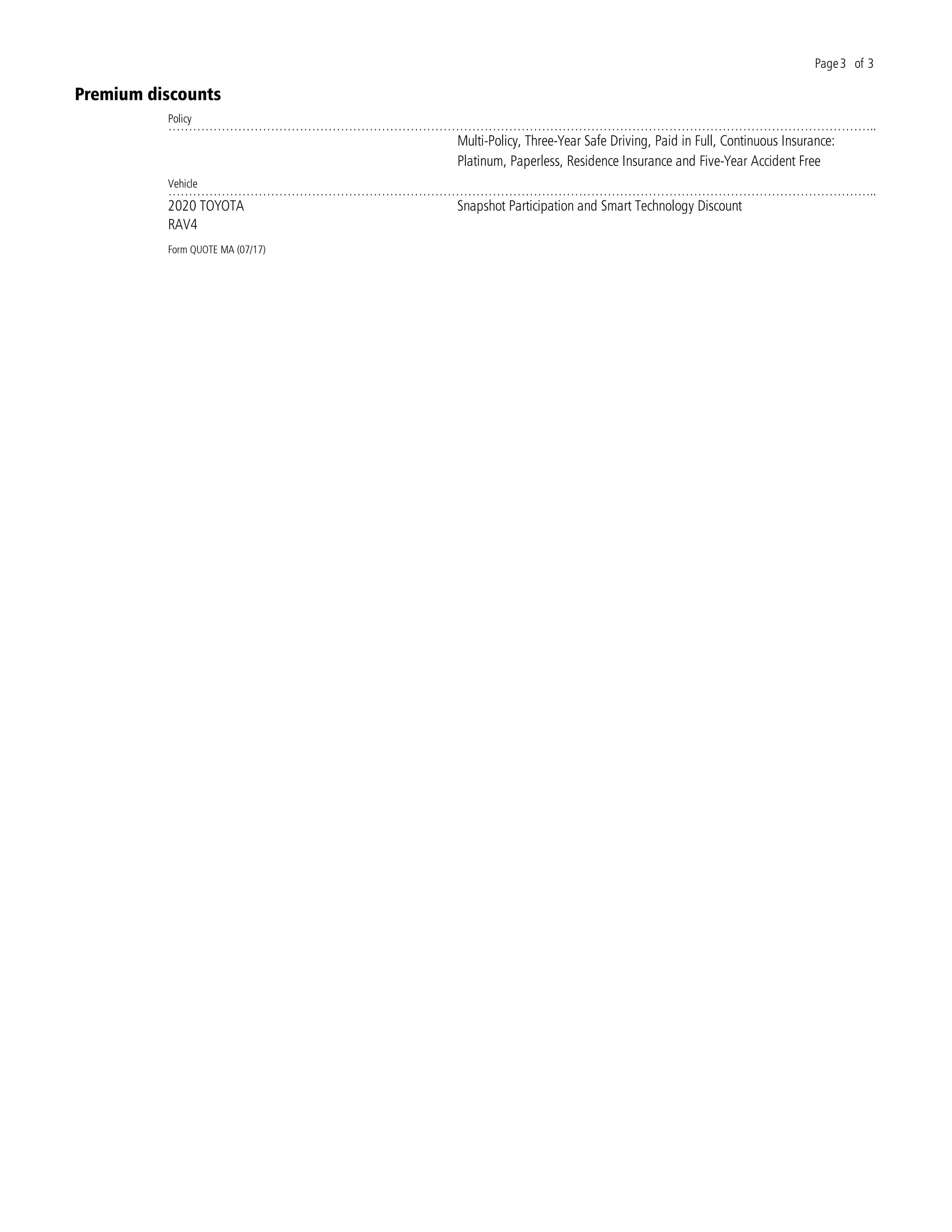 Auto Insurance Quote Example Sutton MA | PDF