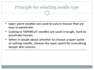 Principle for selecting needle type
 