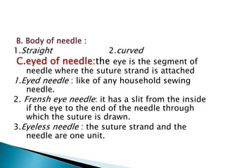Needle Definition Suture materials and needles in cataract 1. | PPTX