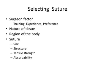 Sutures in surgery
