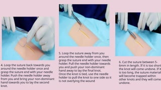 How To String Suture Suturing -- The Basic Surgical Tying Techniques found in the OR | PPTX