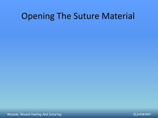 Opening The Suture Material




Wounds, Wound Healing And Suturing   ELHAWARY
 