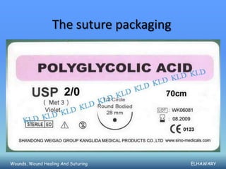 The suture packaging




Wounds, Wound Healing And Suturing       ELHAWARY
 