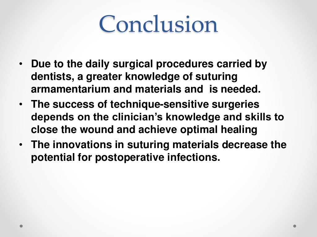 Suturing techniques involved in dental surgery
