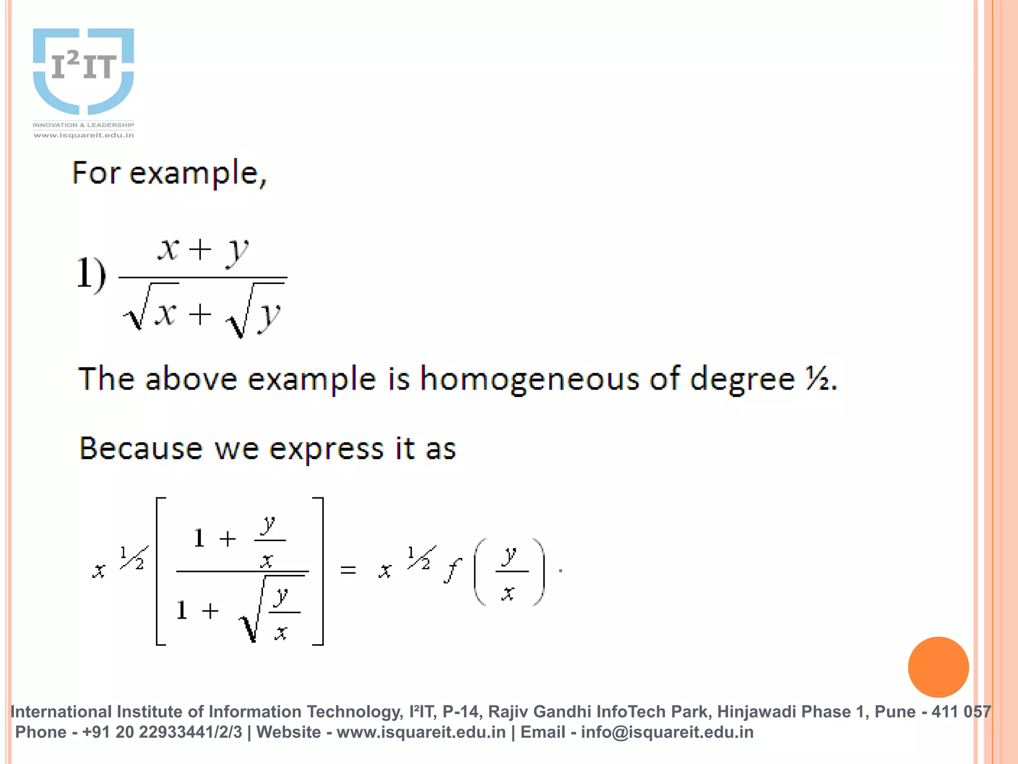 Euler’s Theorem Homogeneous Function Of Two Variables | PPTX