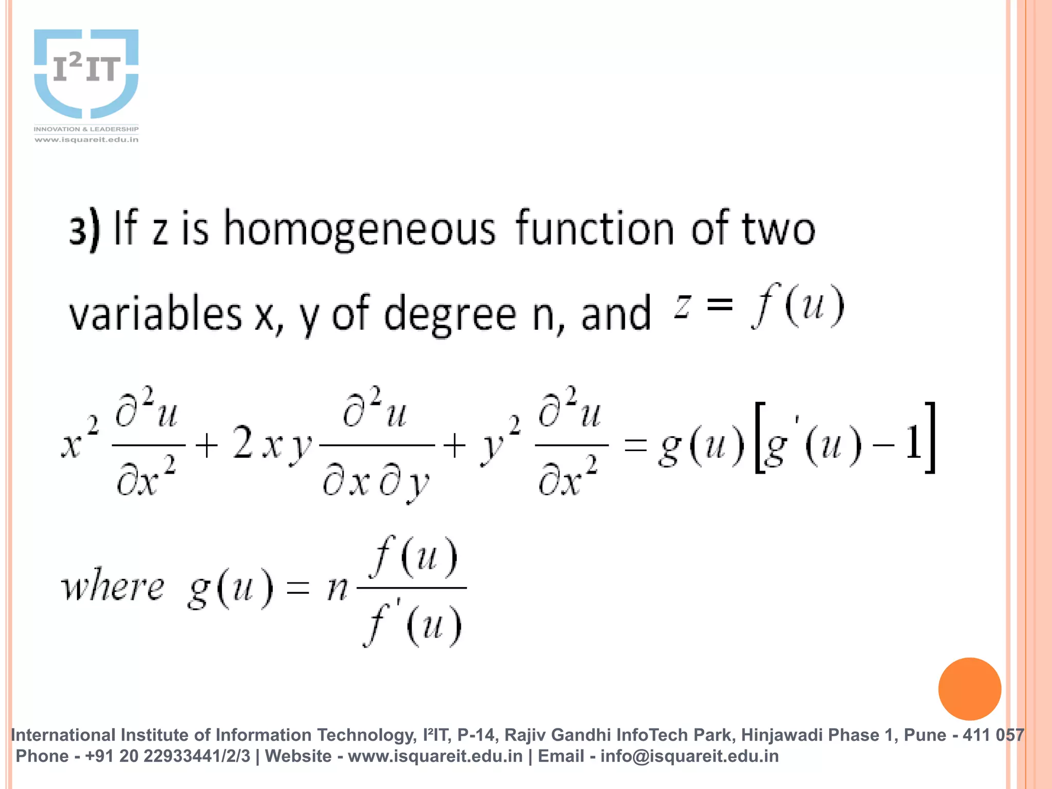 Euler’s Theorem Homogeneous Function Of Two Variables | PPTX