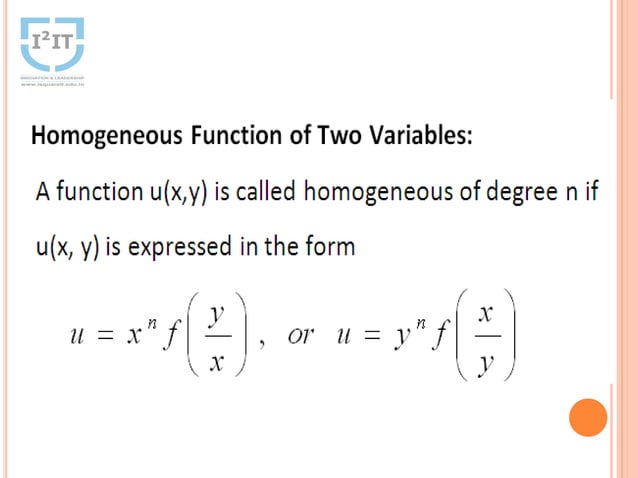 Euler’s Theorem Homogeneous Function Of Two Variables | PPTX
