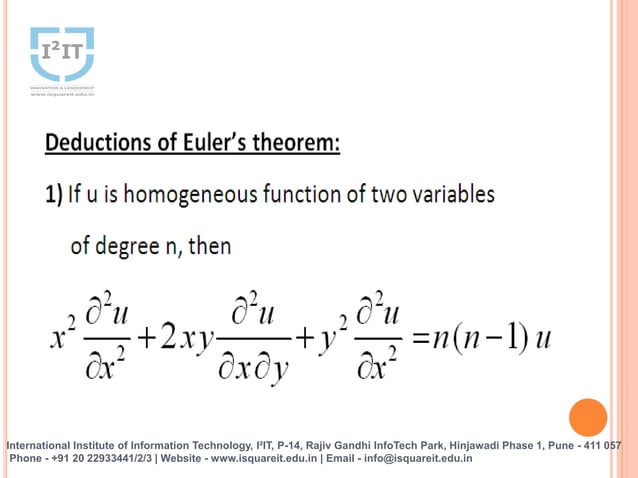 Euler’s Theorem Homogeneous Function Of Two Variables | PPTX