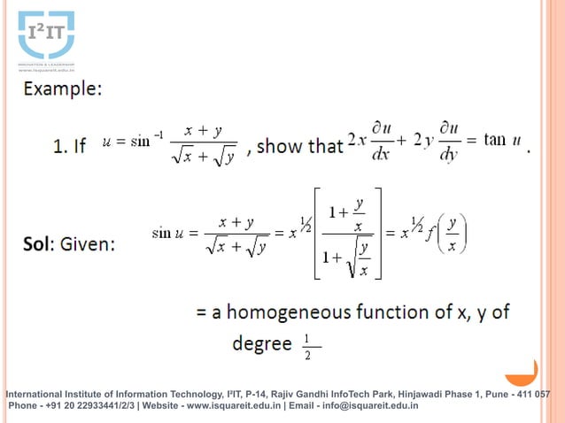 Euler’s Theorem Homogeneous Function Of Two Variables | PPTX