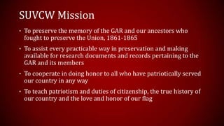 Intoduction Presentation to Sons of Union Veterans of the Civil War | PPSX