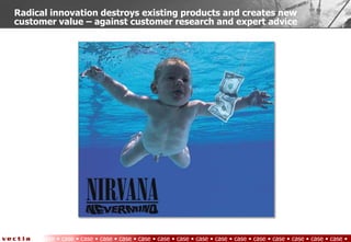 Radical innovation destroys existing products and creates new
customer value – against customer research and expert advice




      case • case • case • case • case • case • case • case • case • case • case • case • case • case • case • case •
                                                     6
 