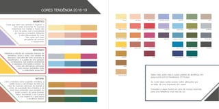 Cores que falam aos sentidos e inspiram o
bem-estar emocional. As nuances
misteriosas dos violetas e lilases dão
o tom da paleta, que é completada
por laranjas e amarelos delicados
e pela afetuosidade do rosa.
São cores que criam
atmosferas de conforto
e relaxamento.
MAGNÉTICO
IDEOLÓGICO
NATURAL
Vitalidade e atitude em variações intensas de
vermelhos, azuis e rosas, com pitadas de
descanso, que vêm em tons luminosos e
equilibrados. É a paleta de uma geração
contestadora, que quebra paradigmas
e expressa uma estética própria. As
cores são afirmativas, pensadas
para compor ambientes onde
a criatividade possa fluir.
Com a natureza como sugestão cromática, a
paleta busca o aconchego da terra por
meio de nuances calorosas de laranjas e
ocres, da suavidade dos amarelos e de
tons mais profundos, que remetem ao
poder curativo do verde florestal.
Afinal, reconectar o ser humano
à sua origem é o que inspira
a tendência Natural.
CORES TENDÊNCIA
Saiba mais sobre esta e outras paletas de tendência em:
www.suvinil.com.br/tendencias-2018.aspx
As cores desta paleta podem sofrer alterações por
se tratar de uma impressão em papel.
Consulte o Leque Suvinil em uma de nossas revendas
para uma referência mais real da cor.
CITRINO NATURALE
GRÃO-DE-BICO ZIMBRO
SEIVA DO CAJUEIRO
GIRASSOL
QUENTÃO
SÉPIA
OURO DO EGITO
TERRA ROXA
BALA TOFFEE QUARTZO VIOLETA
LAVANDA
AMETISTA
FLORESTA ÚMIDA
LEBRE
ASTEROIDE
PÓ DE ZINCO
PATATIVA
MIOSÓTIS
OCEANO ATLÂNTICO
AZUL ÁTOMO
LAGOA AZUL
AZUL COBALTO
PIMENTÃO VERDE
ALCAPARRA
DOCE DE MAMÃO
PALMEIRA
VERMELHO ESCARLATE
MAGENTAOCRE
FRAMBOESA
RUBI
2018 19-
 