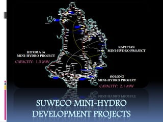 CAPACITY:  1.5 MW CAPACITY:  2.1 MW Suweco mini-hydro development projects 