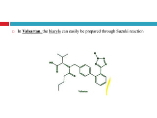  In Valsartan, the biaryls can easily be prepared through Suzuki reaction
 