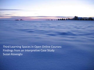 Third Learning Spaces in Open Online Courses:
Findings from an Interpretive Case Study
Suzan Koseoglu
 