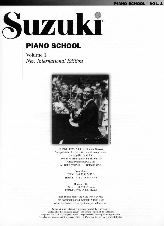 Suzuki Piano School Volume 1 New International Edition