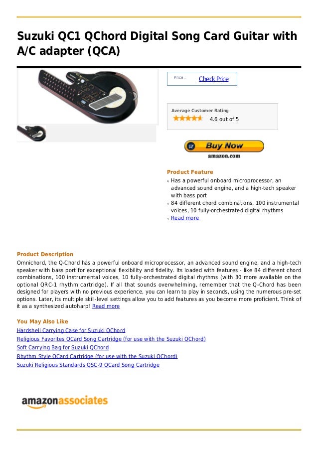 Suzuki qc1 q chord digital song card guitar with a c adapter (qca)