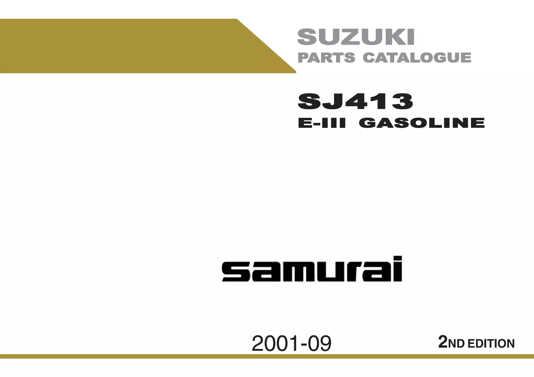Suzuki Samurai SJ413 Parts Catalogue 2nd Edition PDF
