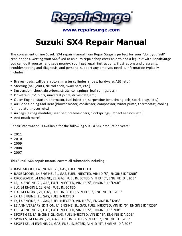 Suzuki Sx Repair Manual Suzuki Sx Repair Manual