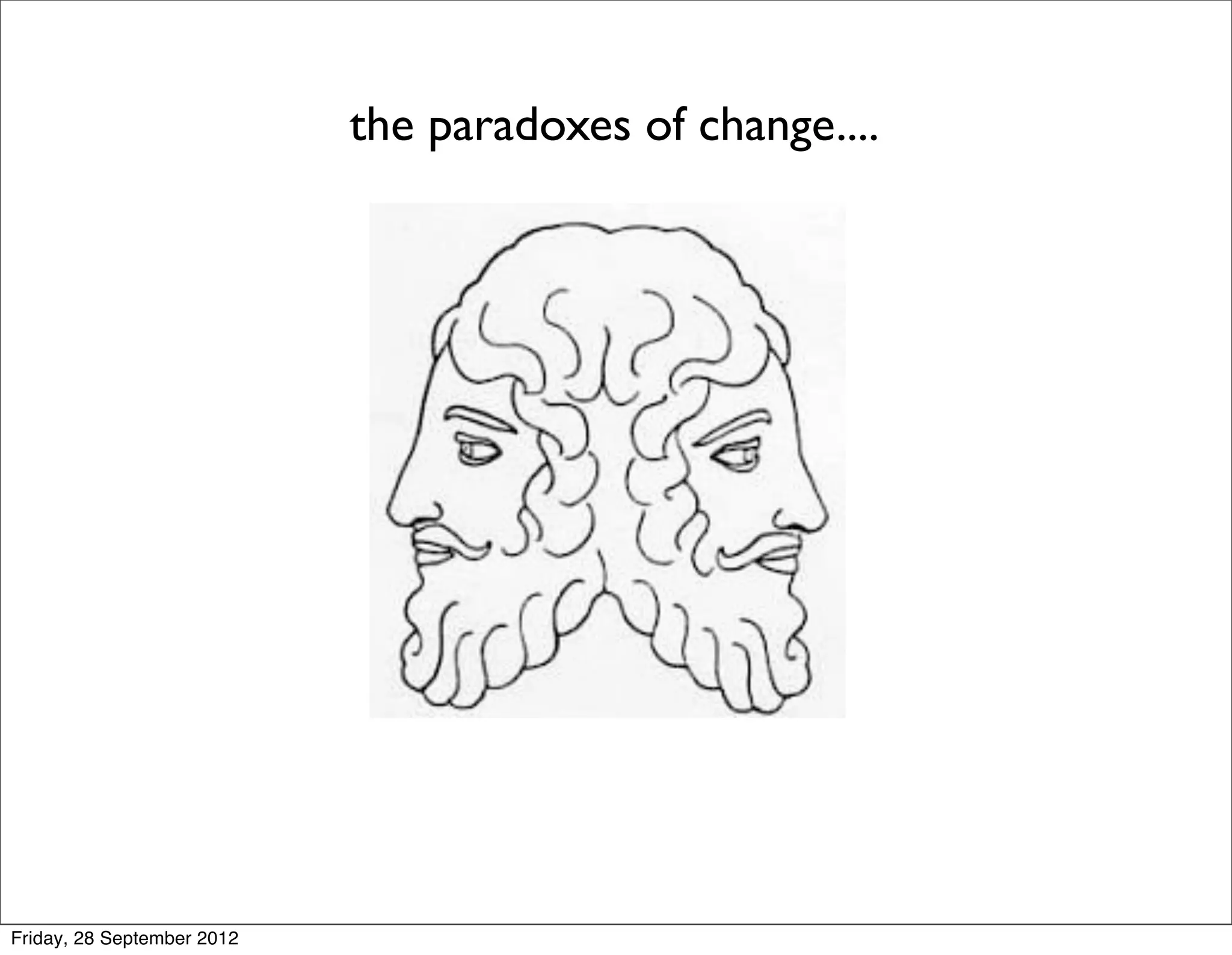the paradoxes of change....




Friday, 28 September 2012
 