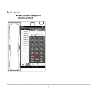2
1.
Face Layout
UT880 Multiline Telephone
(Multiline Client)
 
