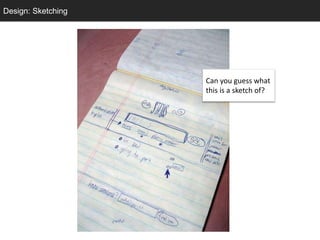 Sketching
Can you guess what
this is a sketch of?
Design: Sketching
 