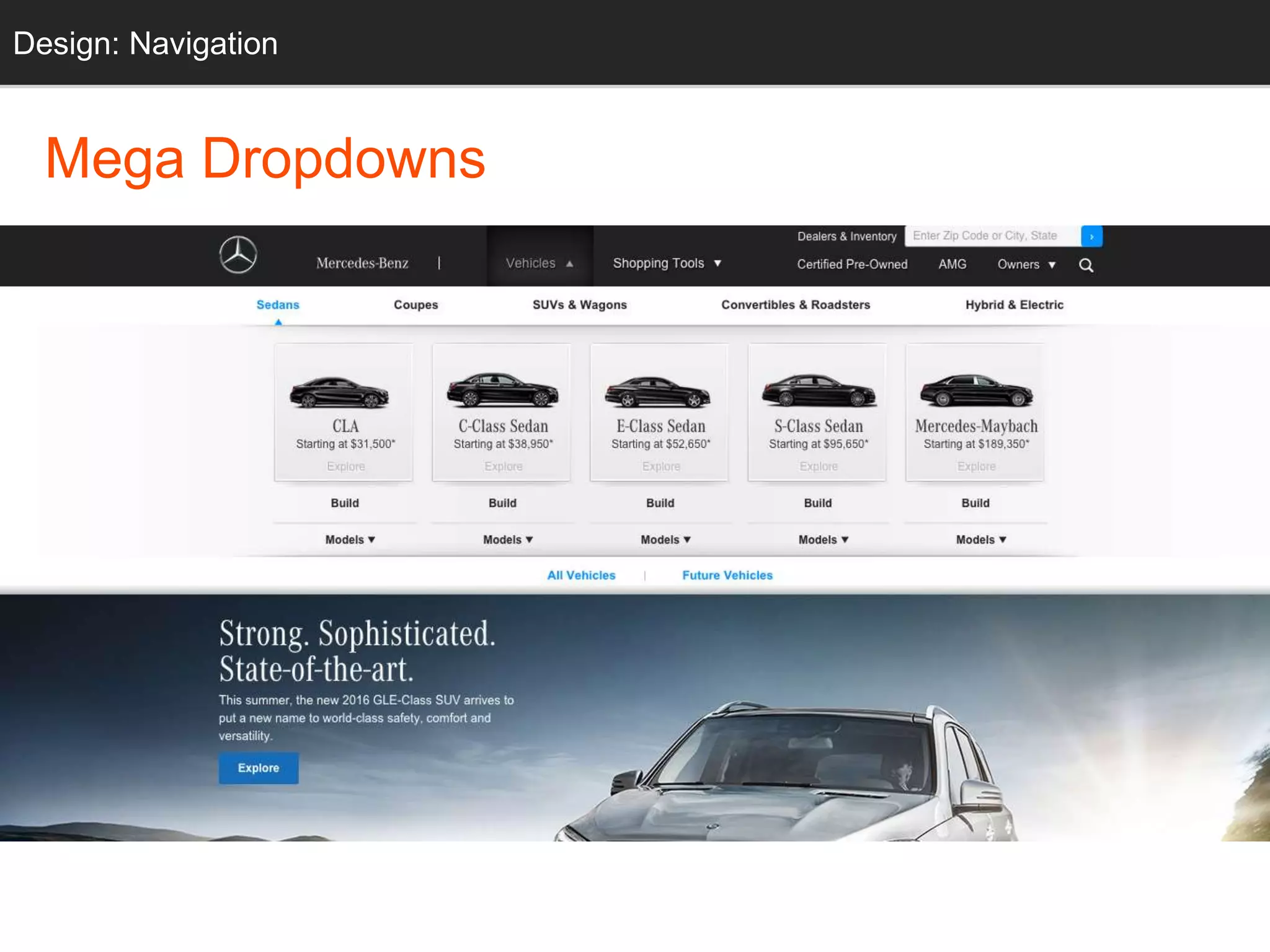 Mega Dropdowns
Design: Navigation
 