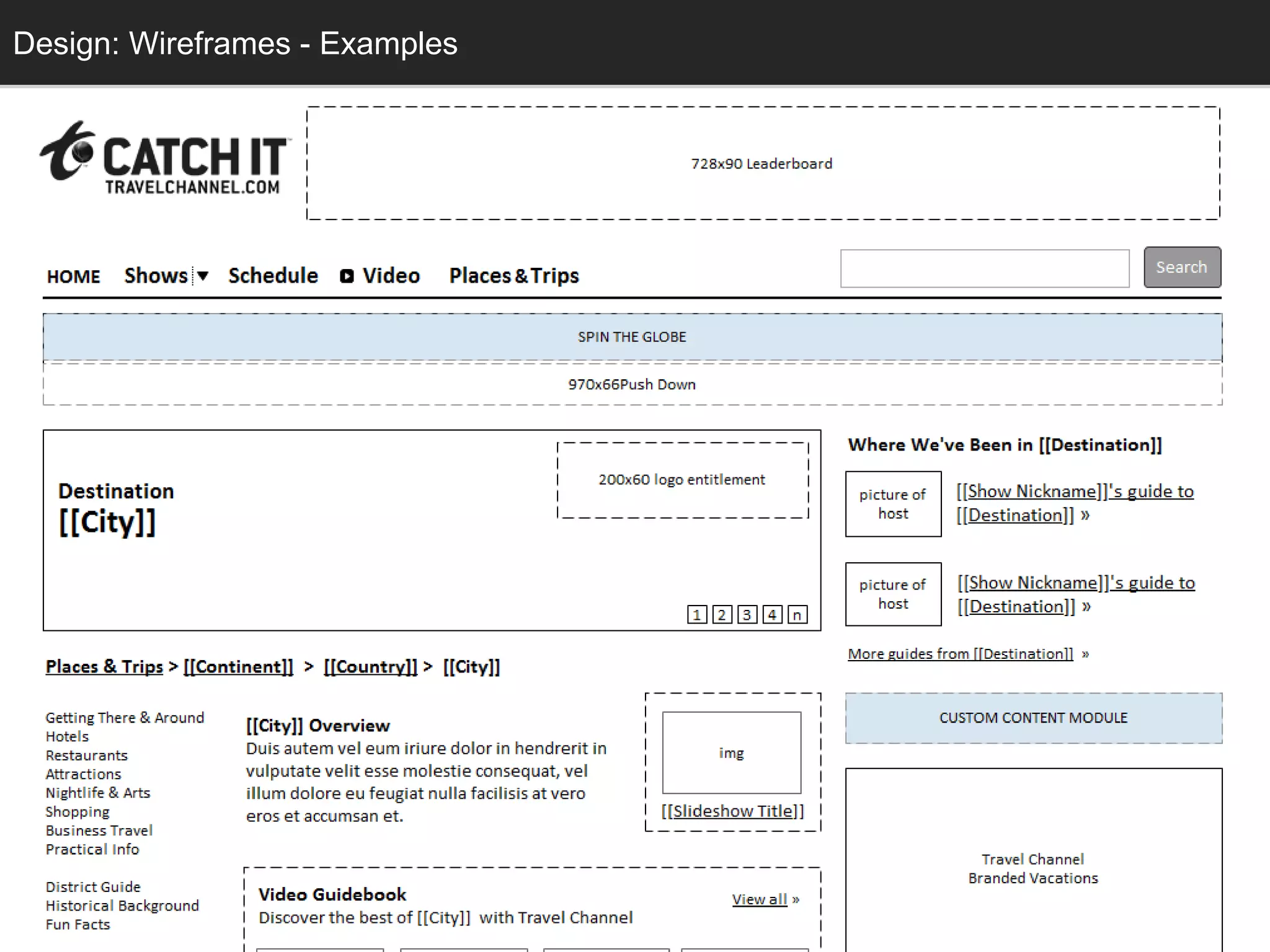 Design: Wireframes - Examples
  Design: Sketching
 